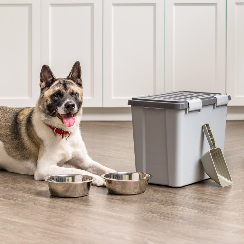 Stackable Dog Food Storage Container with 2 Cup Scoop, Fits up to 30 lbs - IRIS USA