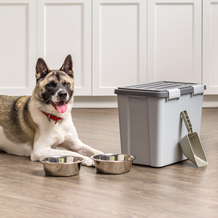 Stackable Dog Food Storage Container with 2 Cup Scoop, Fits up to 30 lbs - IRIS USA