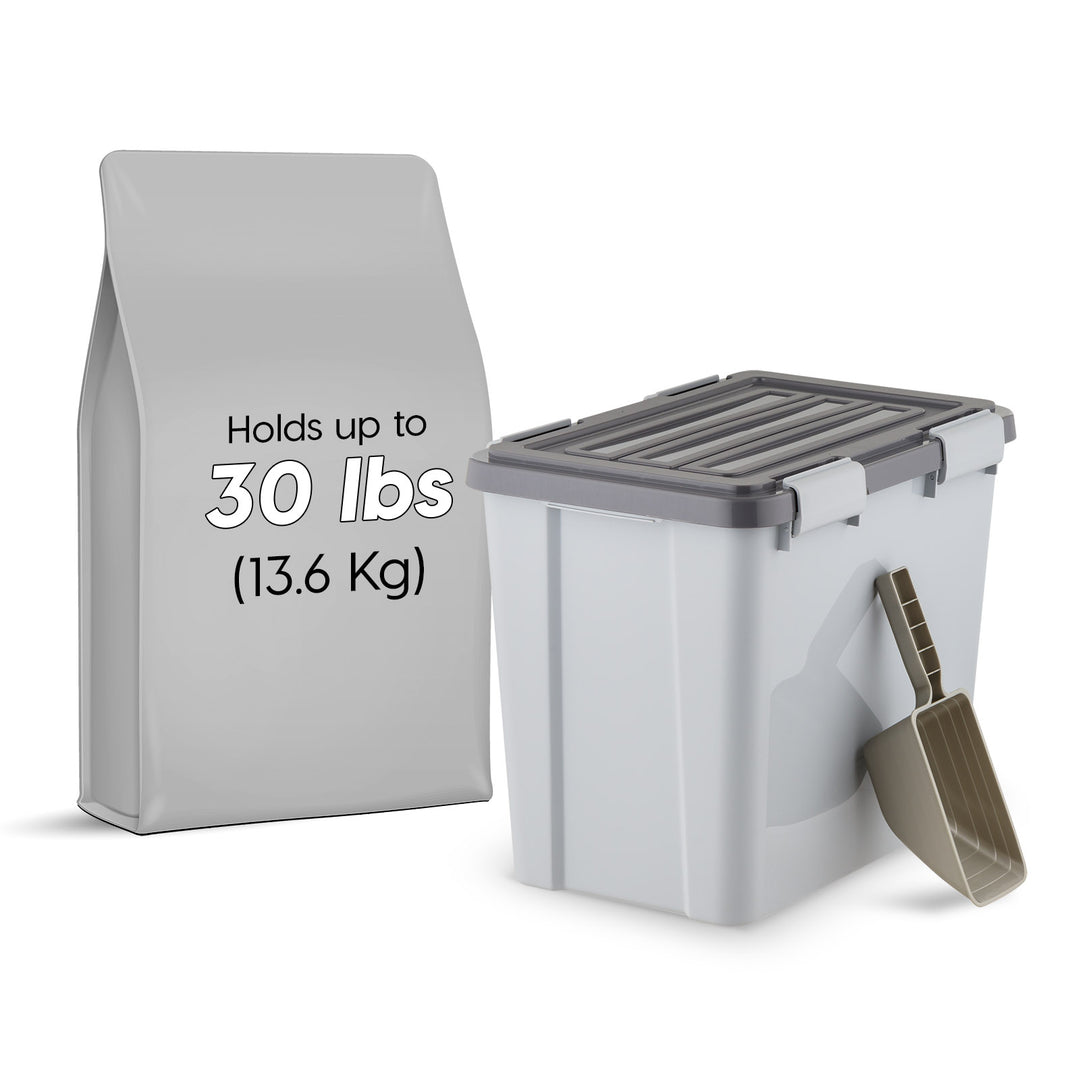 Stackable Dog Food Storage Container with 2 Cup Scoop, Fits up to 30 lbs - IRIS USA