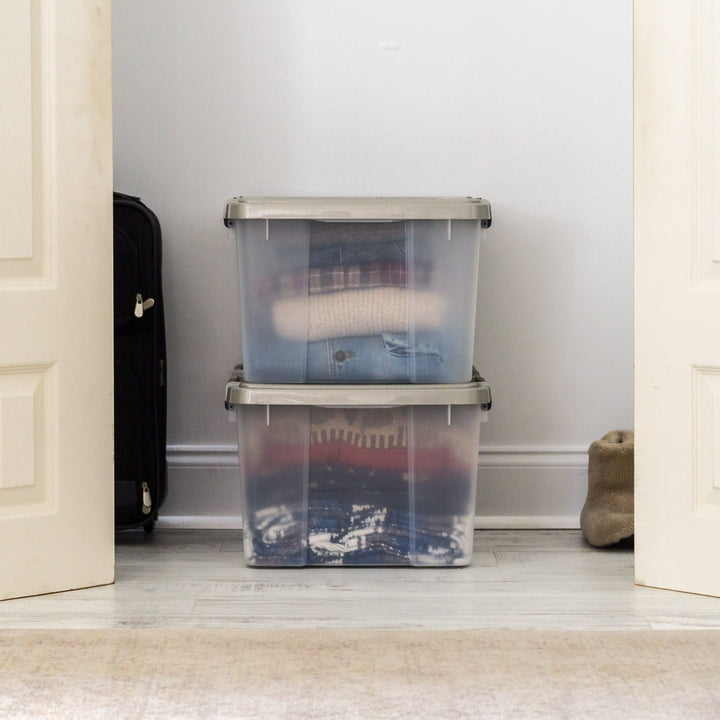 Storage Bins with Gasket Seal Lid, 2 Pack - Clear/Chrome