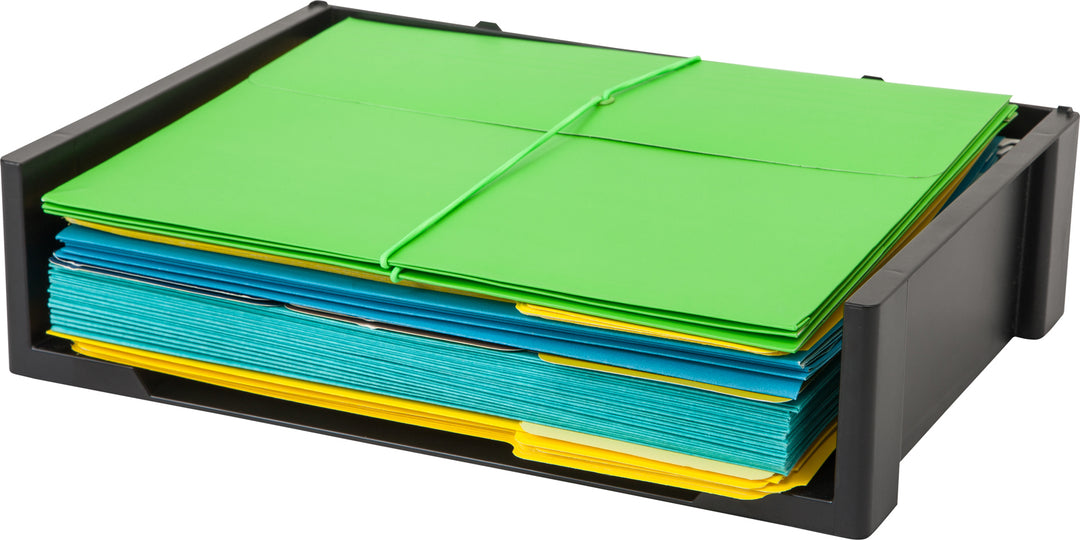Stacking Letter Tray, Black - IRIS USA