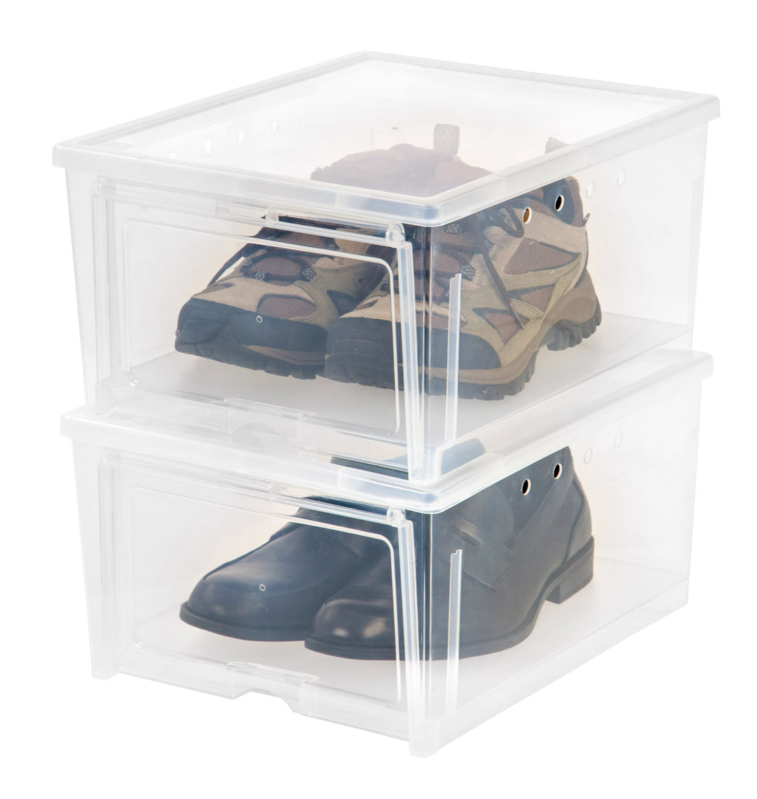 Easy Access Drop Front Shoe Box - 2 Pack, Wide - IRIS USA, Inc.