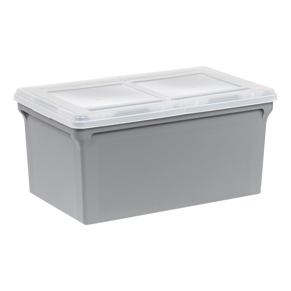 Plastic File Box with Split Lid, Letter Size, Gray, 4/Pack - IRIS USA, Inc.