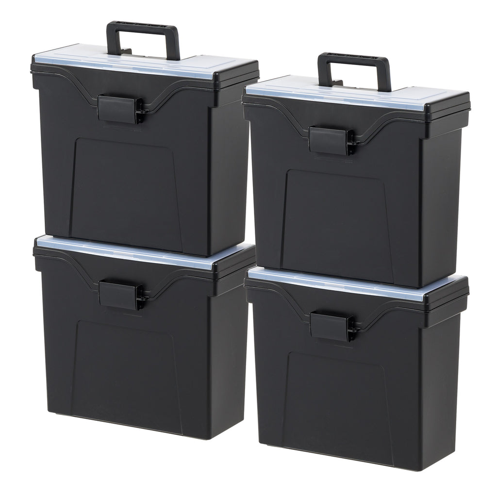 USA File Box With Lid Portable File Organizer For Letter File W Organizer Lid Water Resistant Document Box Plastic Storage Organizer Secure Buckle Sturdy Hand