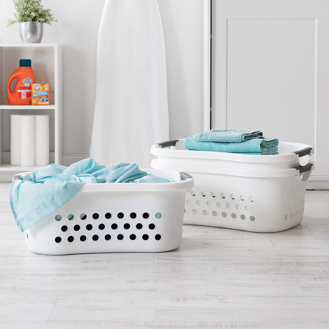 IRIS USA 48L Plastic Hip Hold Laundry Basket Hamper Organizer with Built-In Comfort Carry Handles, 1.3 Bushel, for Closet, Dorm, Laundry Room, Bedroom, Nestable, Ventilation Hole, Large, White - IRIS USA, Inc.