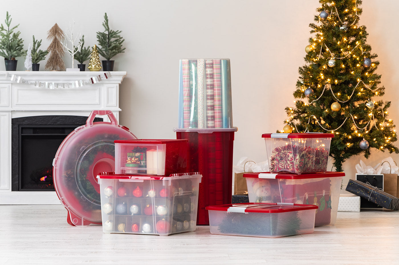 Holiday Wreath Storage Container Box with Lid,Stackable Under Bed