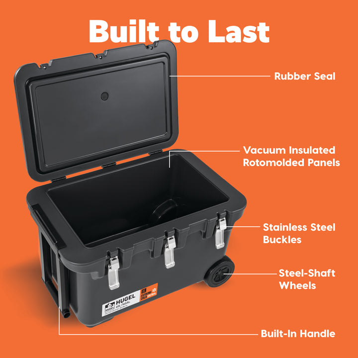 HUGEL 64QT Heavy Duty Lightweight Insulated Cooler with Wheels - IRIS USA