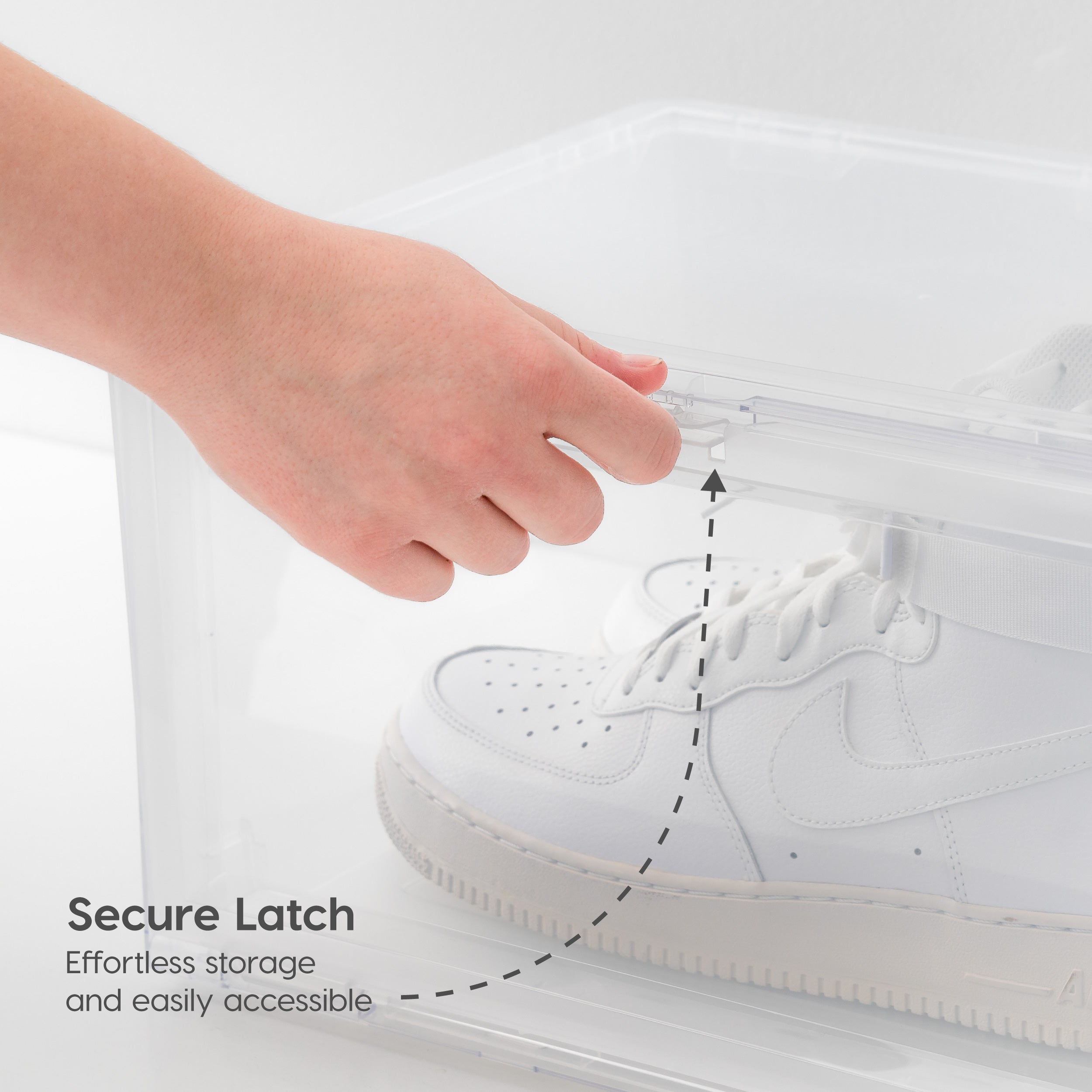 Stackable Shoe Display Box with Flip Down Door