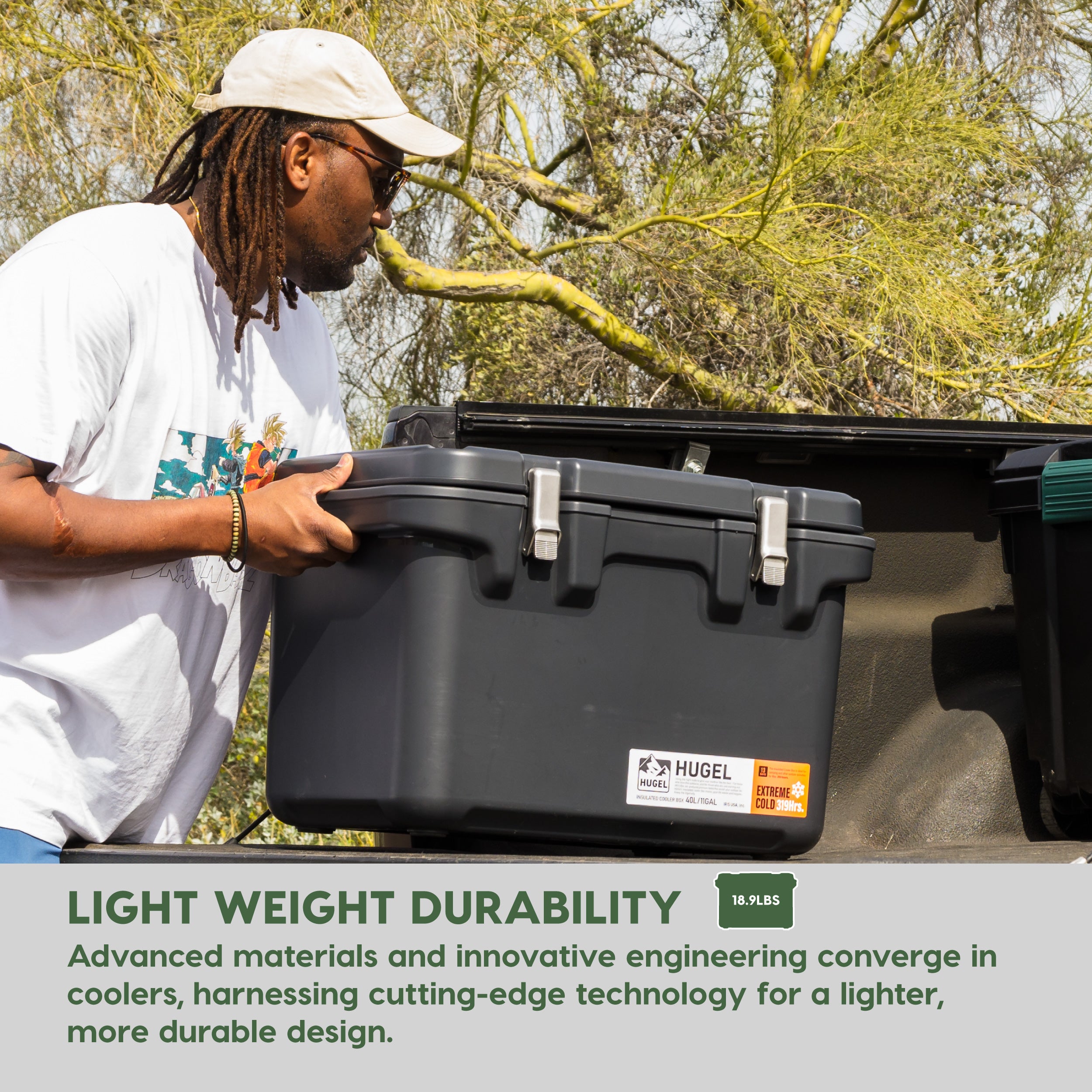 HUGEL 44QT Heavy Duty Lightweight Insulated Cooler with Stainless