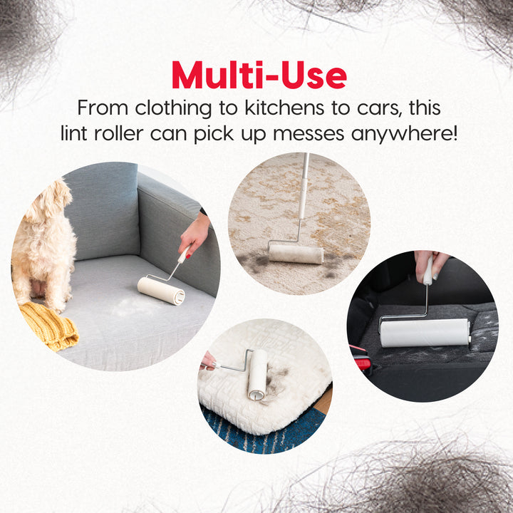 Extra Sticky Large Lint Roller Floor Pack Comes With Storage Box, Refills, and Adjustable Wand - IRIS USA