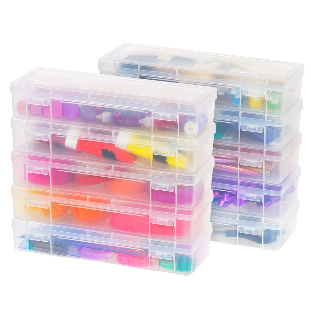 Pencil Case Box Storage Container for Organizing with Snap Lid, 6-Pack - IRIS USA