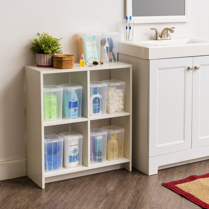 Vertical Storage Container for Home & Office Organization, Space-Saving Tall Organizer, Clear - IRIS USA
