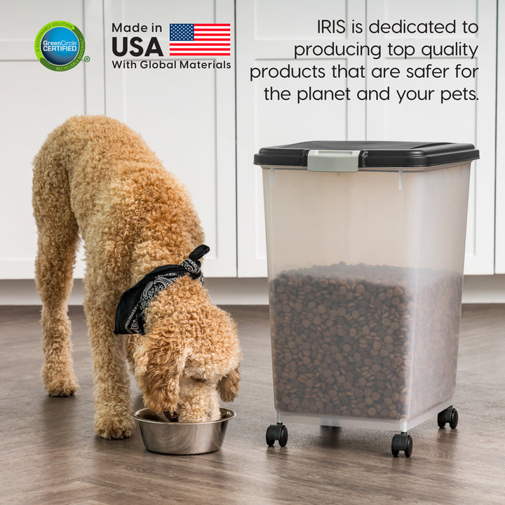Airtight Dog Food Storage Container with Wheels 2 pack, Up to 54 lbs Black - IRIS USA