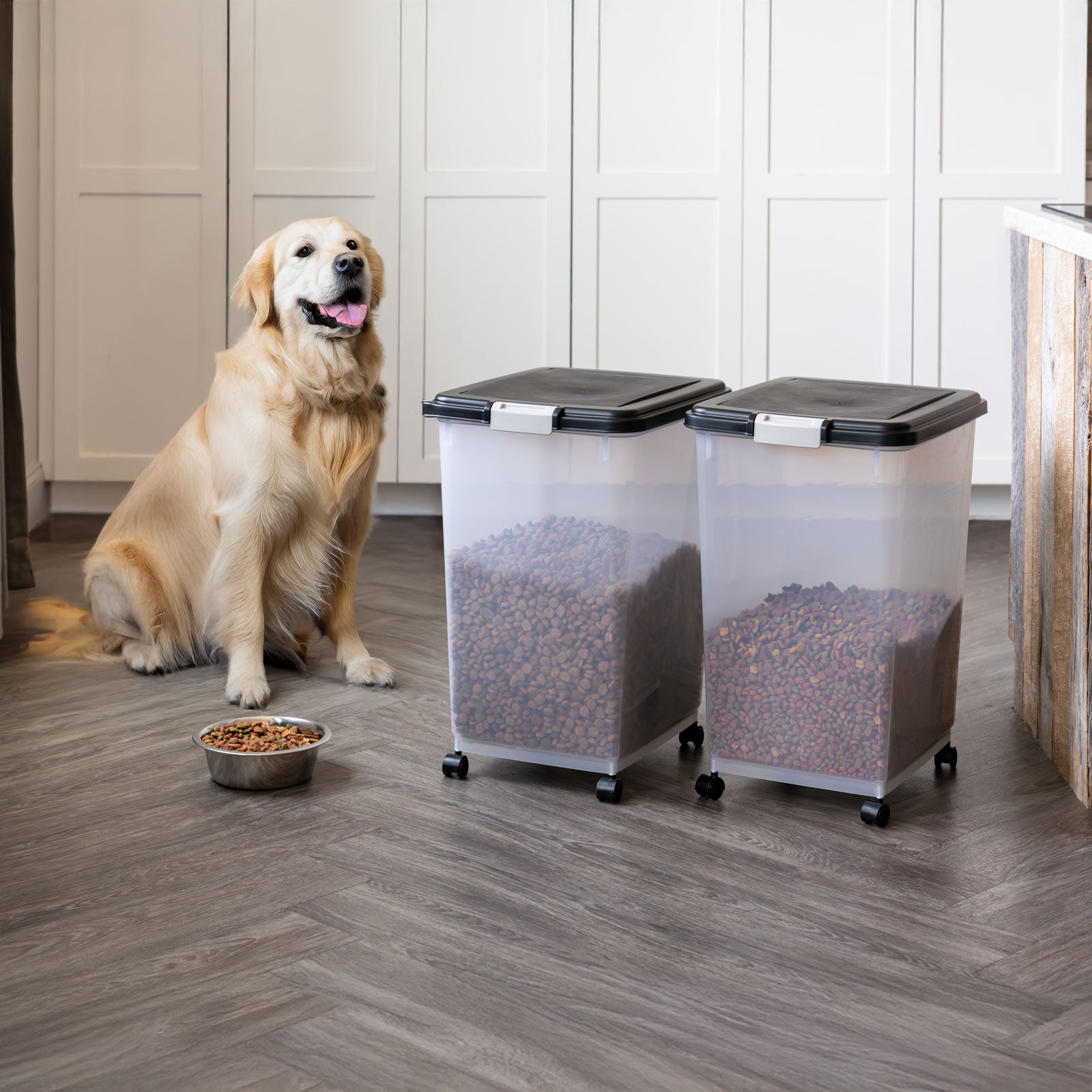 Airtight Dog Food Storage Container with Wheels 2 pack, Up to 54