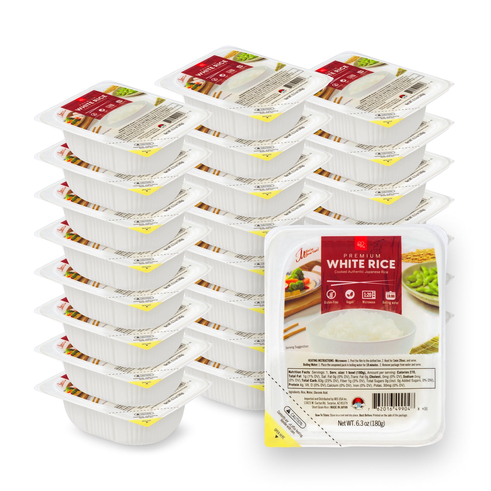 Instant Microwavable White Rice, Gluten Free Vegan, 6PK, 24PK