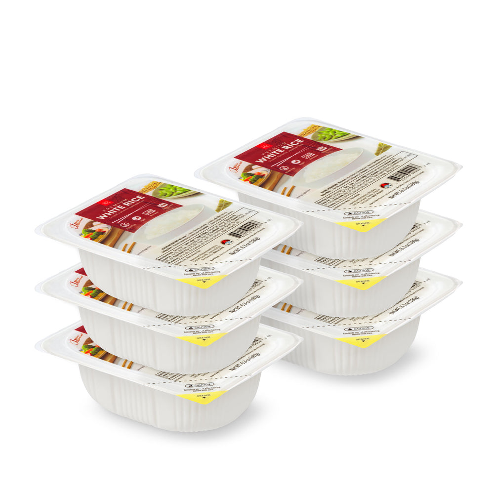 IRIS USA Instant Microwavable White Rice, Gluten Free Vegan, 6Pk - IRIS USA