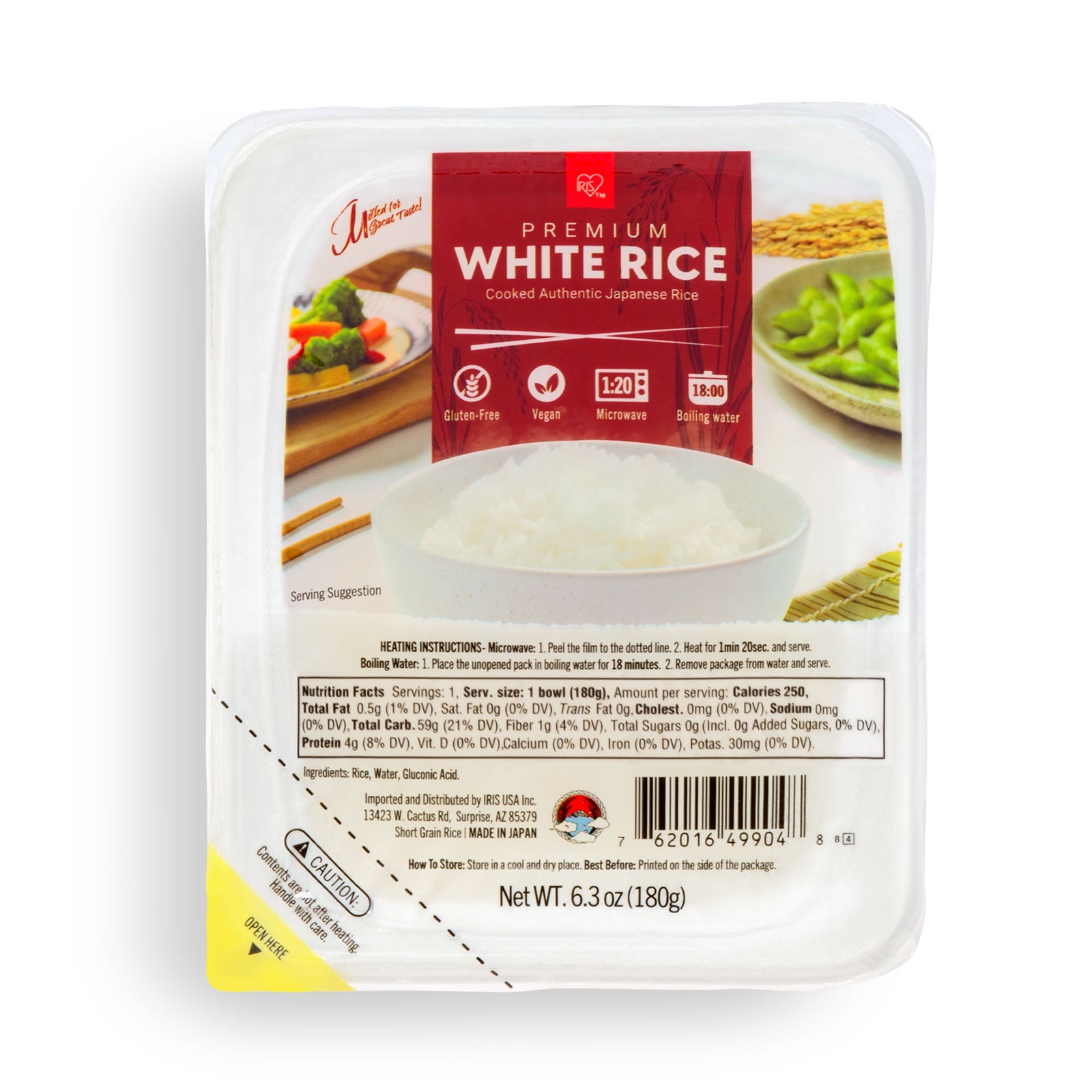 Instant Microwavable White Rice, Gluten Free Vegan, 6PK, 24PK
