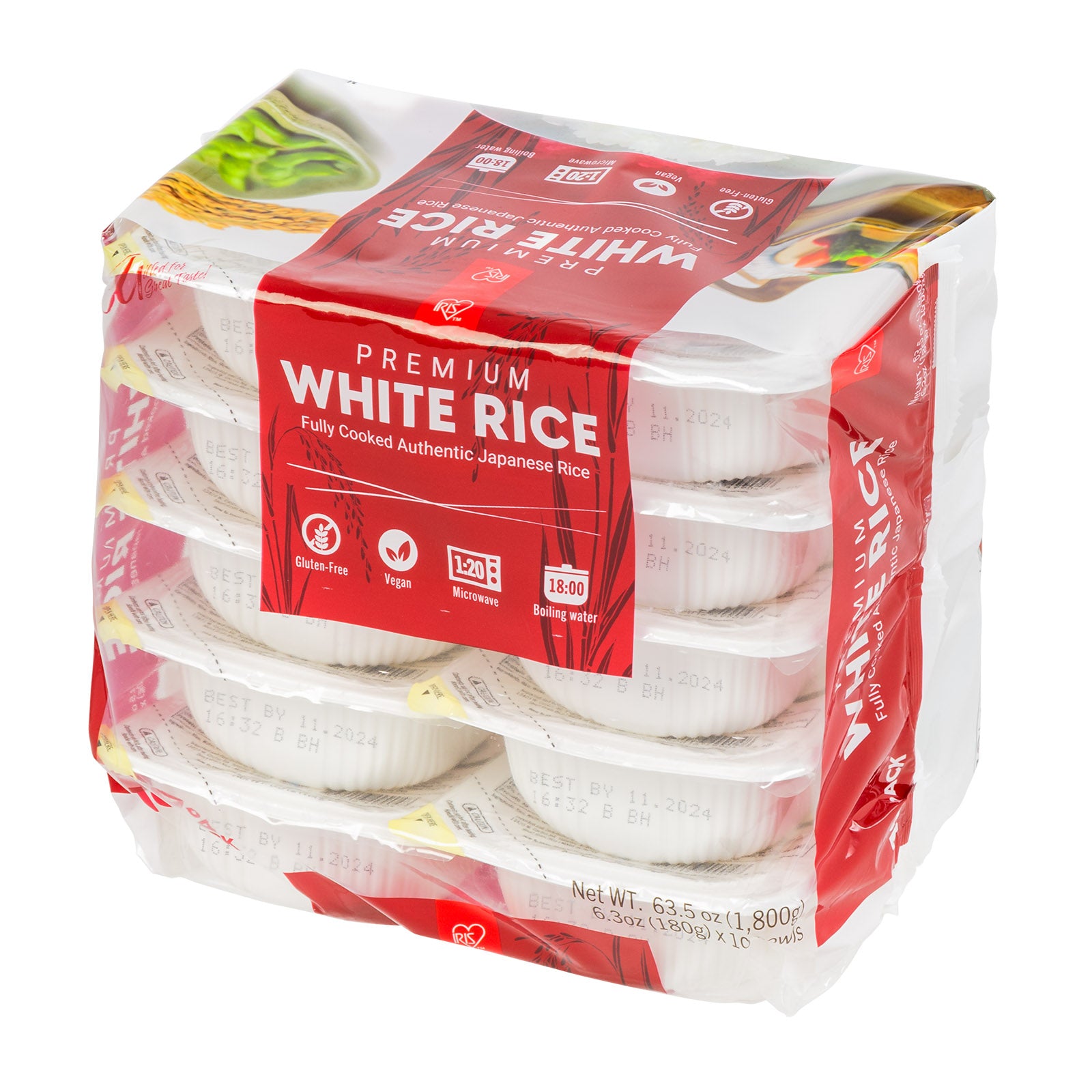 Microwavable Instant Premium White Rice, 10 Pack (6.3Oz/180g