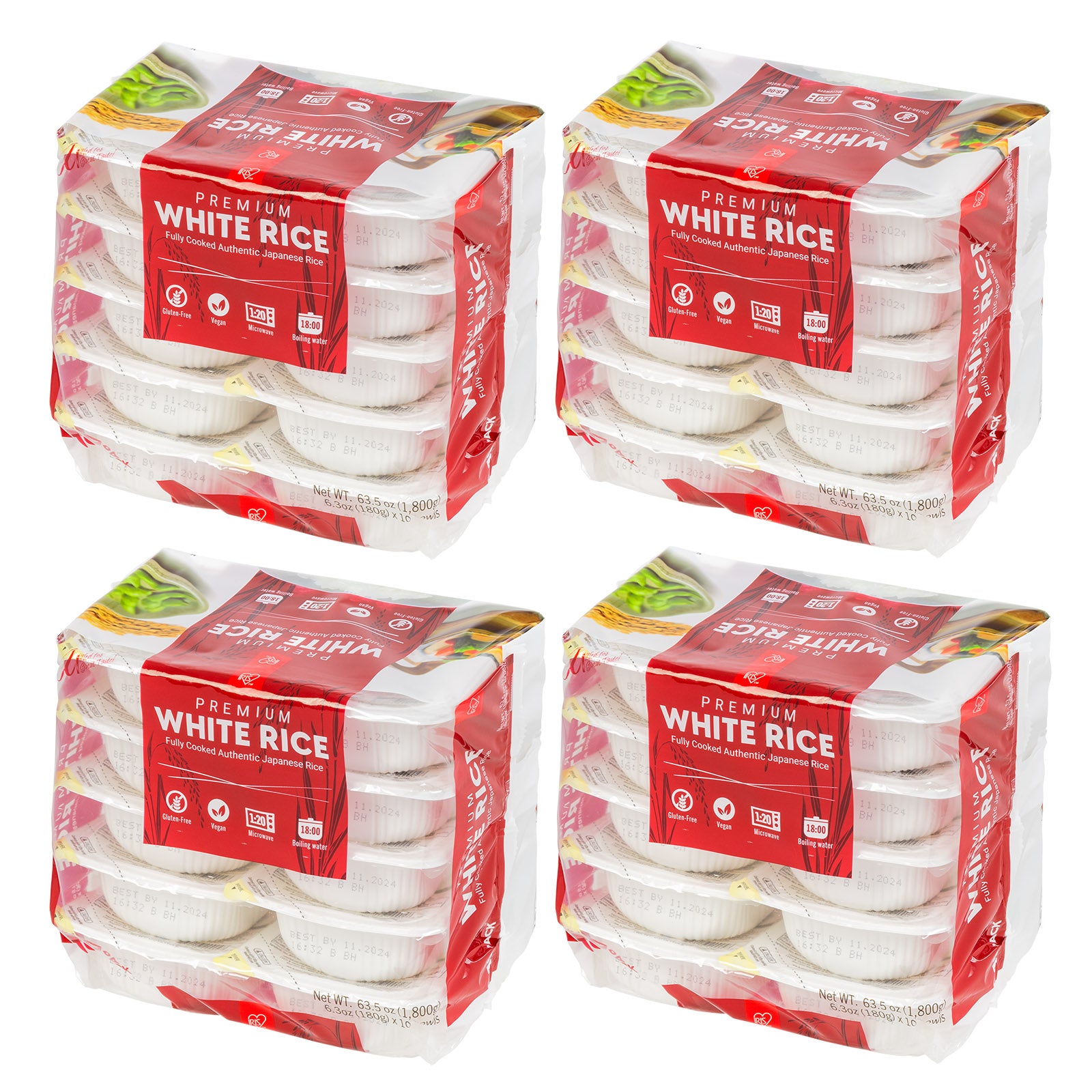Microwavable Instant Premium White Rice, 10 Pack (6.3Oz/180g