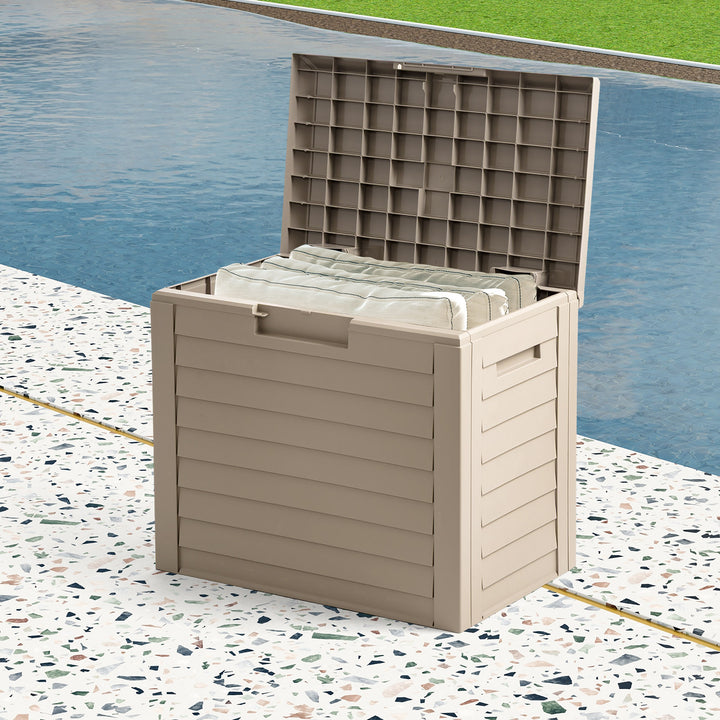 35-Gallon Outdoor Deck Storage Box, Lockable & UV-Protected