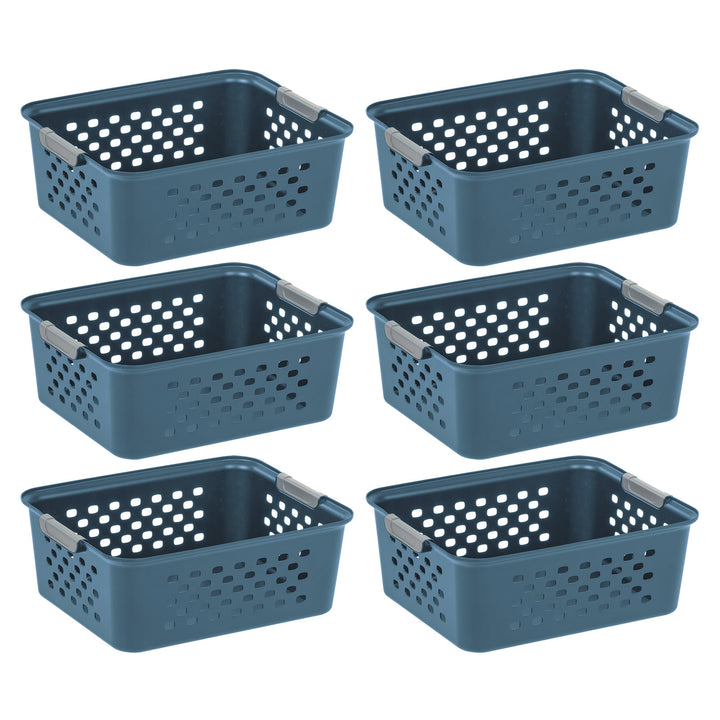 Plastic Storage Basket, 6-Pack, Medium, Shelf Basket Storage Organizer