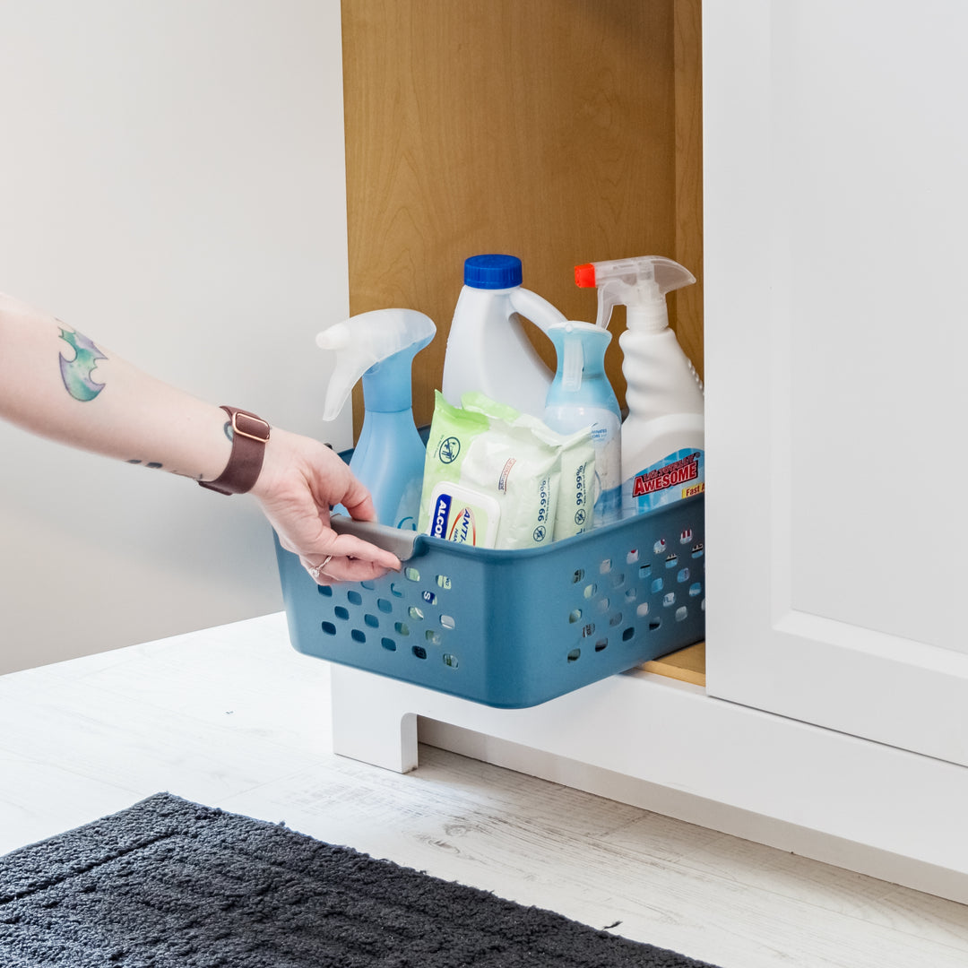 Plastic Storage Basket, 6-Pack, Medium, Shelf Basket Storage Organizer