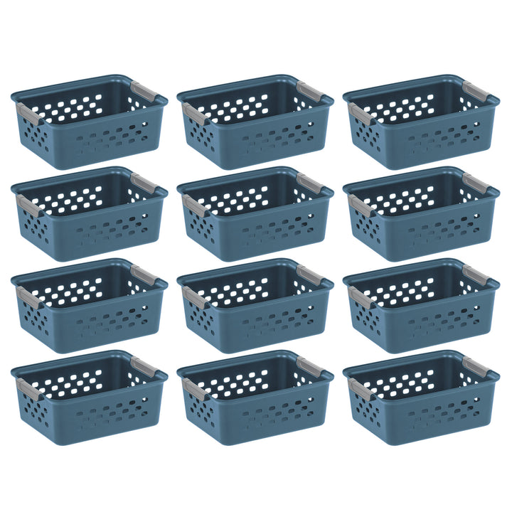Plastic Storage Basket, 6-Pack, Small, Shelf Basket Storage Organizer 12 Pack