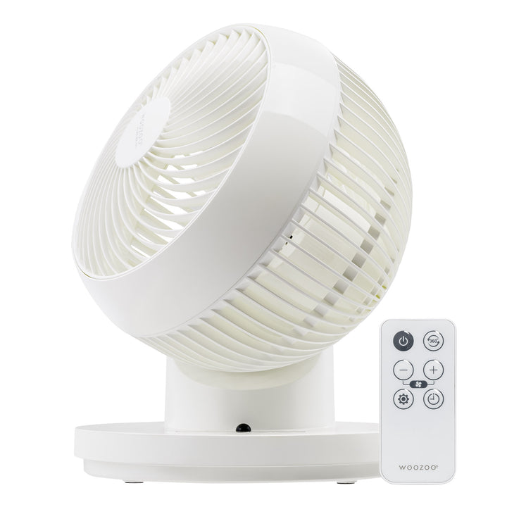WOOZOO 360° Oscillating Fan with Remote & Timer, 3 Speed Settings, White