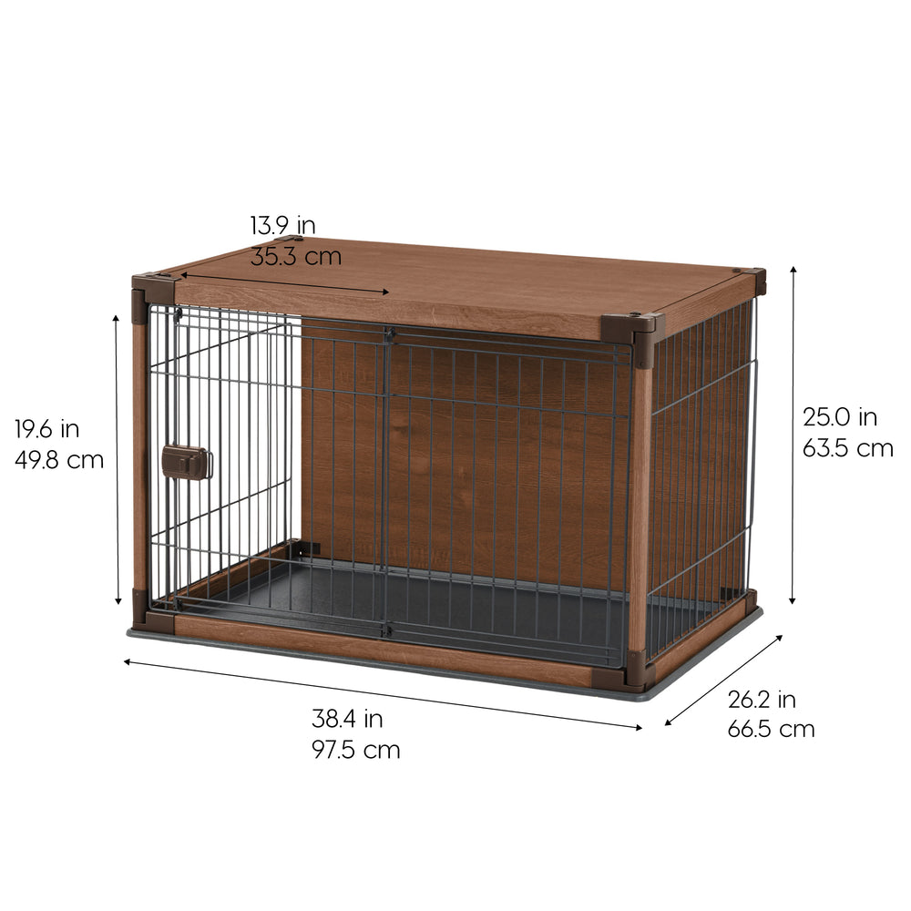 Furniture-Style Wooden Enclosed Pet Crate for Small Medium Dog, Dark Brown - IRIS USA