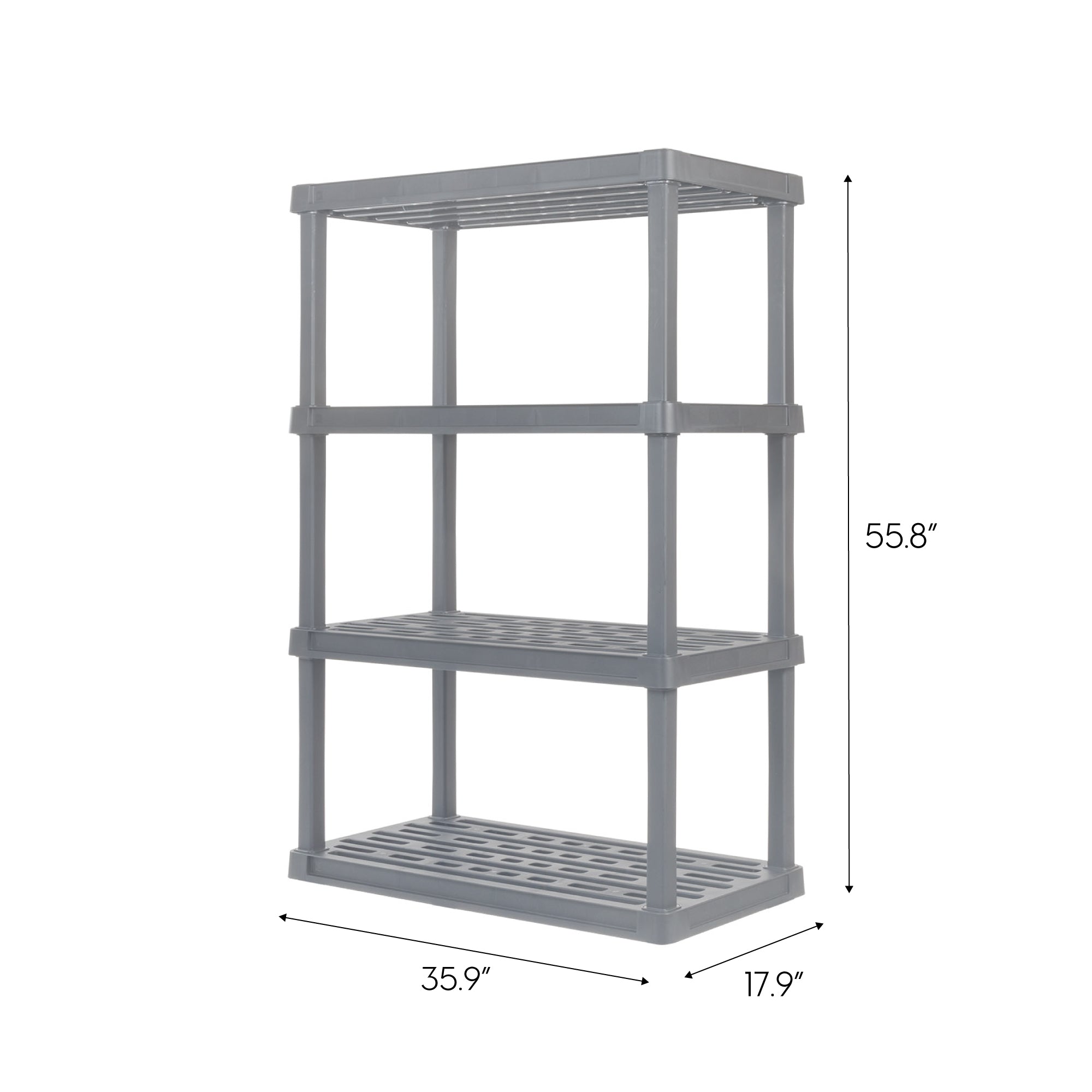 4 Tier Wide Plastic Rack Storage Shelf with 400lb. Total Capacity Ele IRIS USA