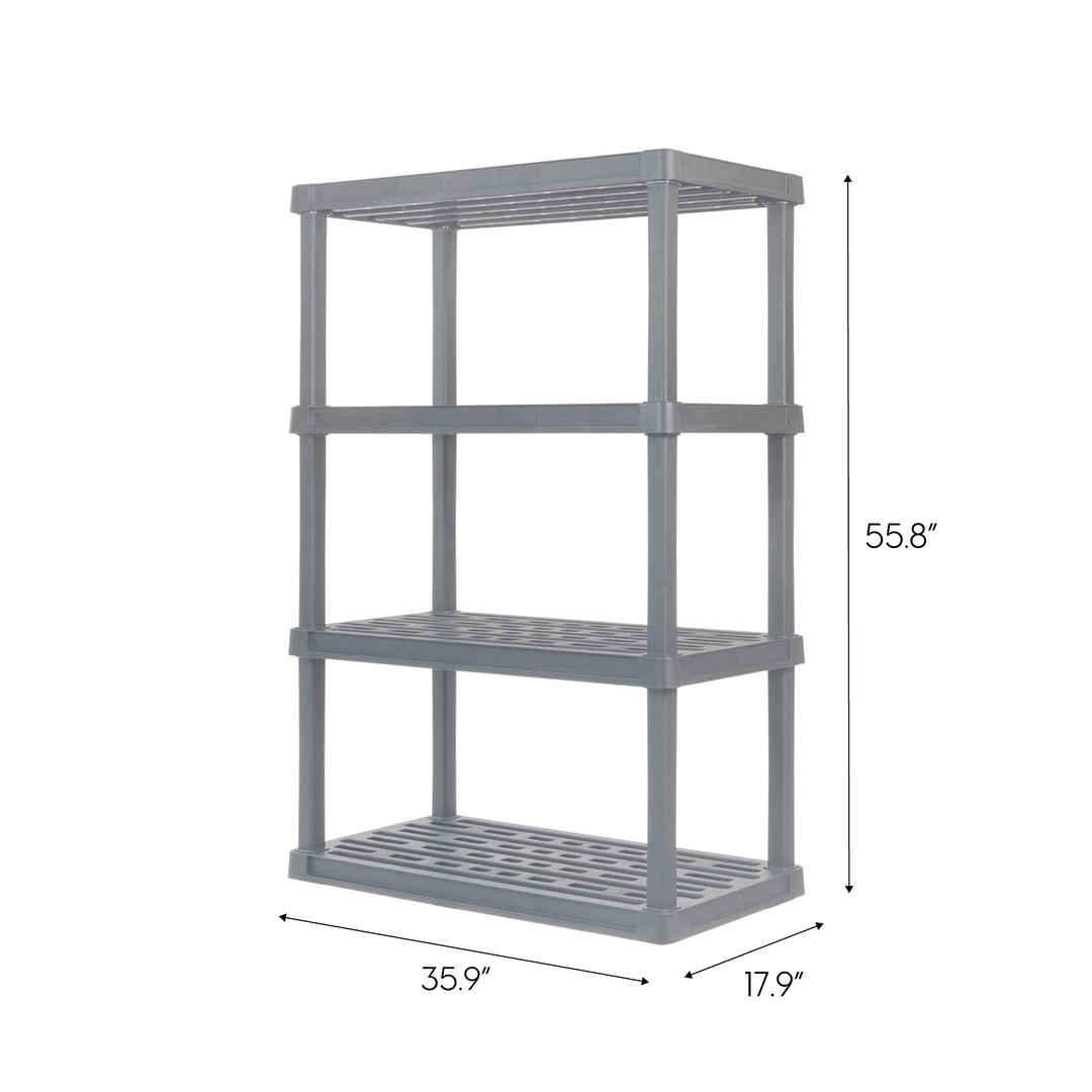 4-Tier Wide Plastic Rack Storage Shelf with 400lb. Total Capacity, Elephant Gray - IRIS USA, Inc.