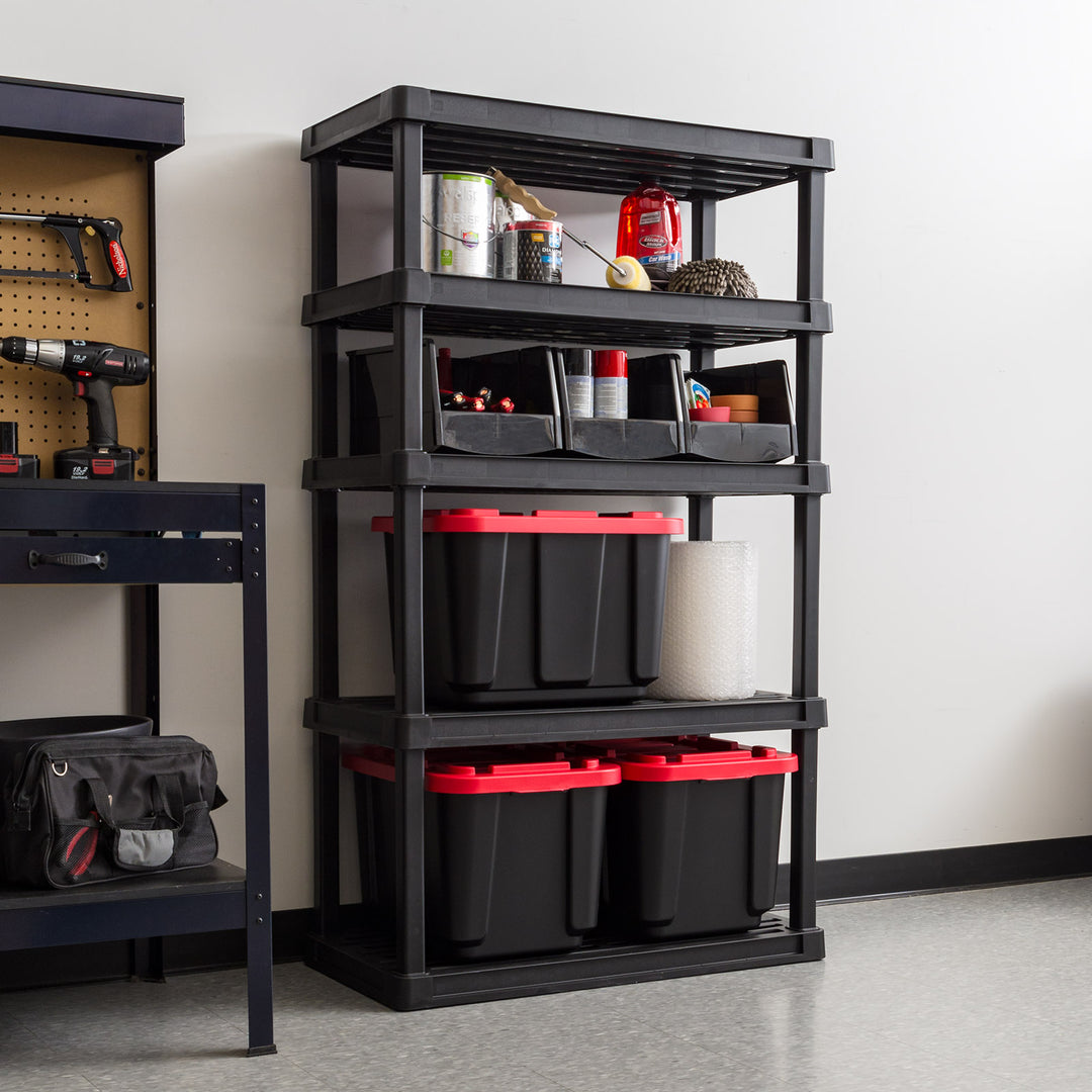 Plastic Rack Shelf with 5 Large Shelves, Black (Copy)