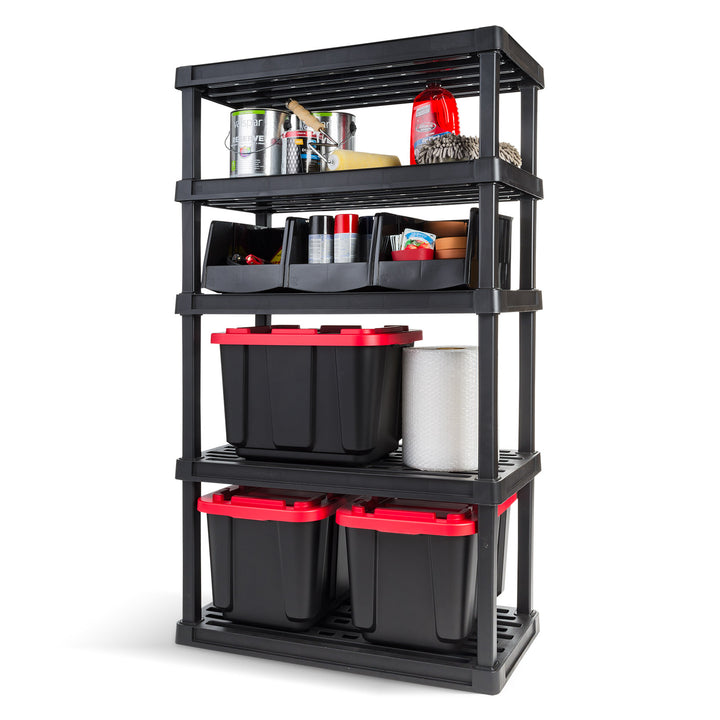 Plastic Rack Shelf with 5 Large Shelves, Black (Copy)