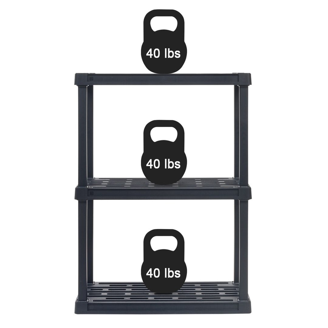 IRIS USA 3-Tier Multi-purpose Shelf Display Rack, Utility Rack, Storage Organizer Shelving Unit for Pantry, Closet, Kitchen, Laundry or Garage - Black - IRIS USA, Inc.