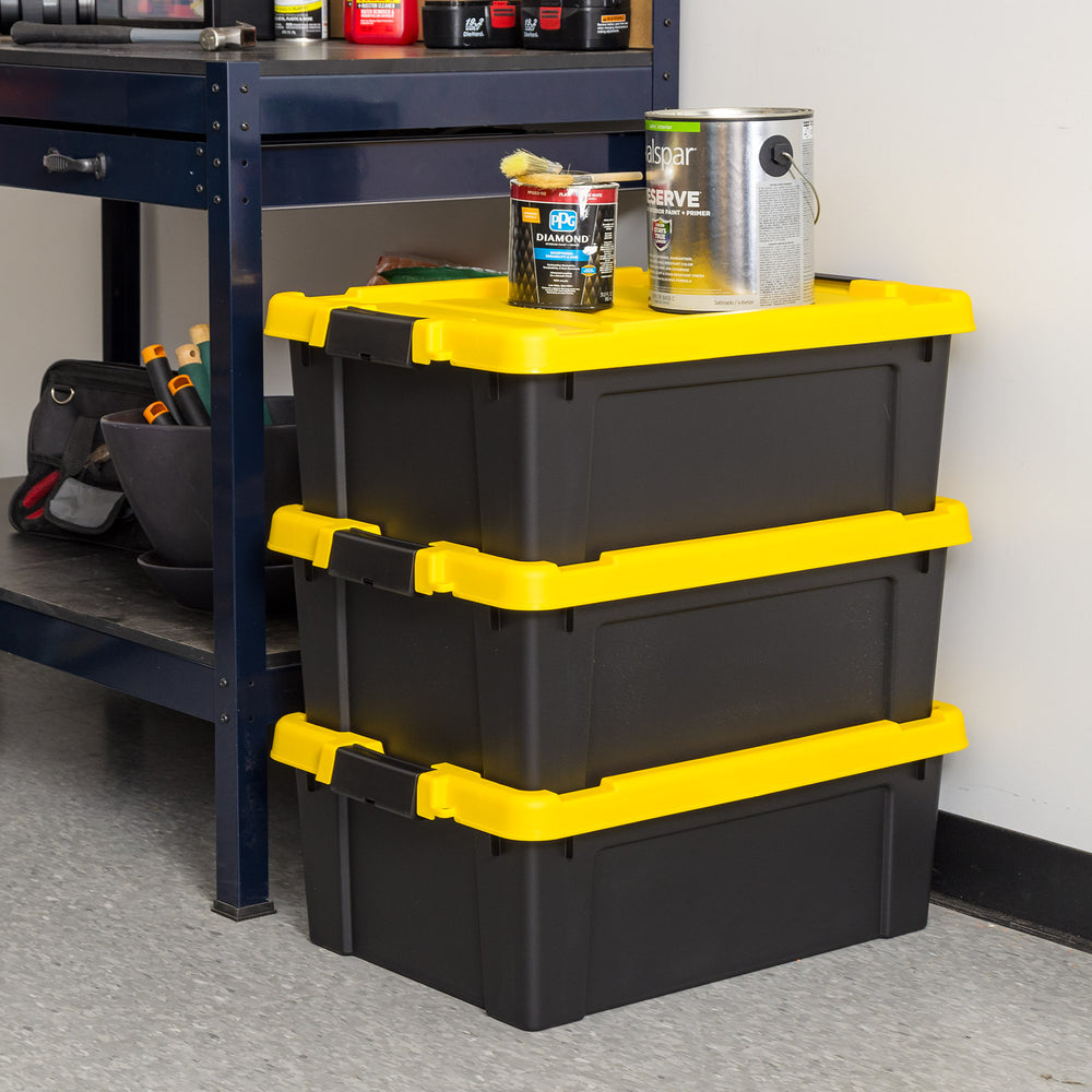 12 Gal. Plastic Storage Bins with Lids, Latching Totes, Heavy Duty Containers 3Pk - IRIS USA
