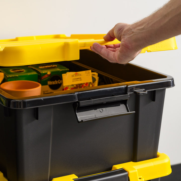 12 Gal. Plastic Storage Bins with Lids, Latching Totes, Heavy Duty Containers 3Pk - IRIS USA