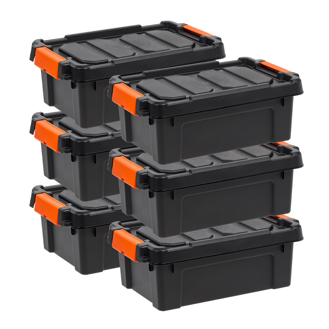13 Quart Heavy Duty Plastic Storage Box, Black Pack of 6 - IRIS USA