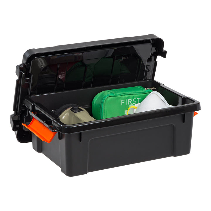 13 Quart Heavy Duty Plastic Storage Box, Black Pack of 6 - IRIS USA