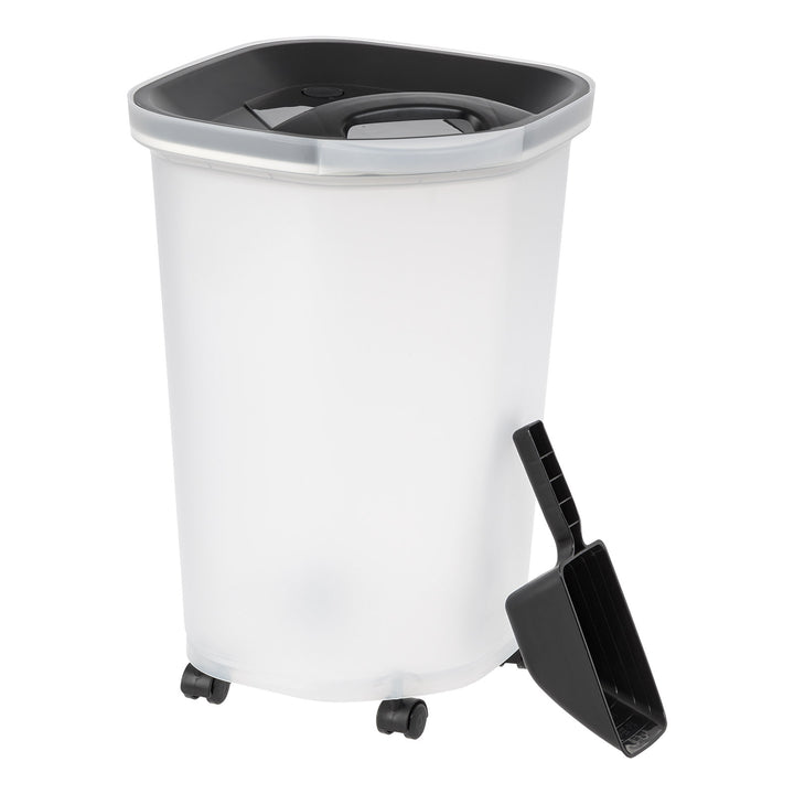 Pet Food Storage Container 25 lbs, Premium 60% Improved Airtight Seal with Air Valve, 2 Cup Scoop, Removable Wheels, Easy to Open - IRIS USA