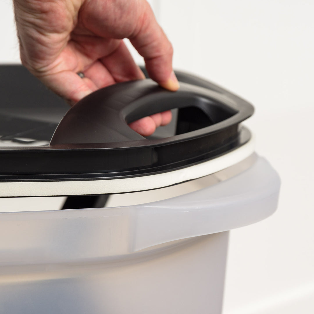 Pet Food Storage Container 25 lbs, Premium 60% Improved Airtight Seal with Air Valve, 2 Cup Scoop, Removable Wheels, Easy to Open - IRIS USA