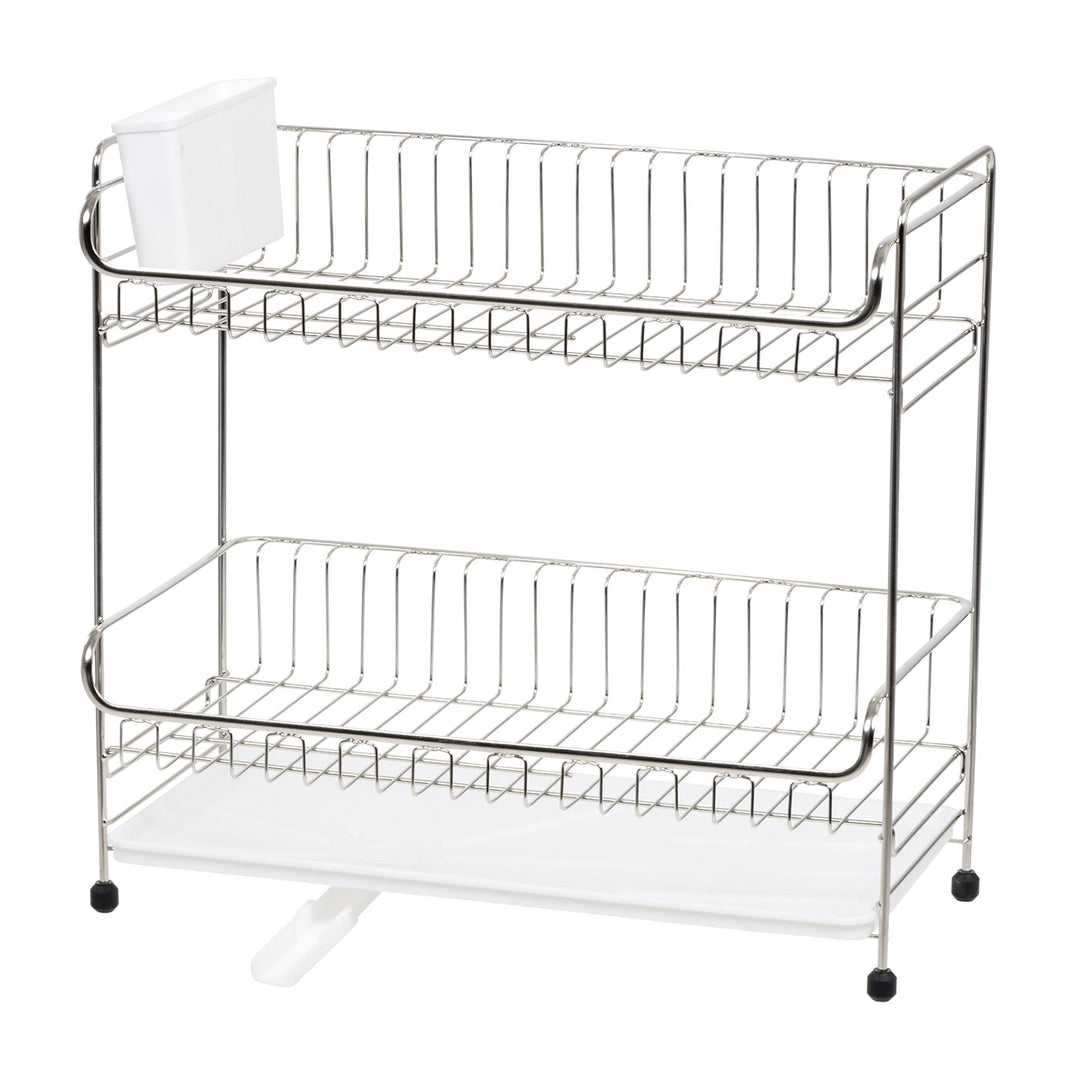 Stainless Steel 2-tier Slim-sized Dish Rack, Black - IRIS USA