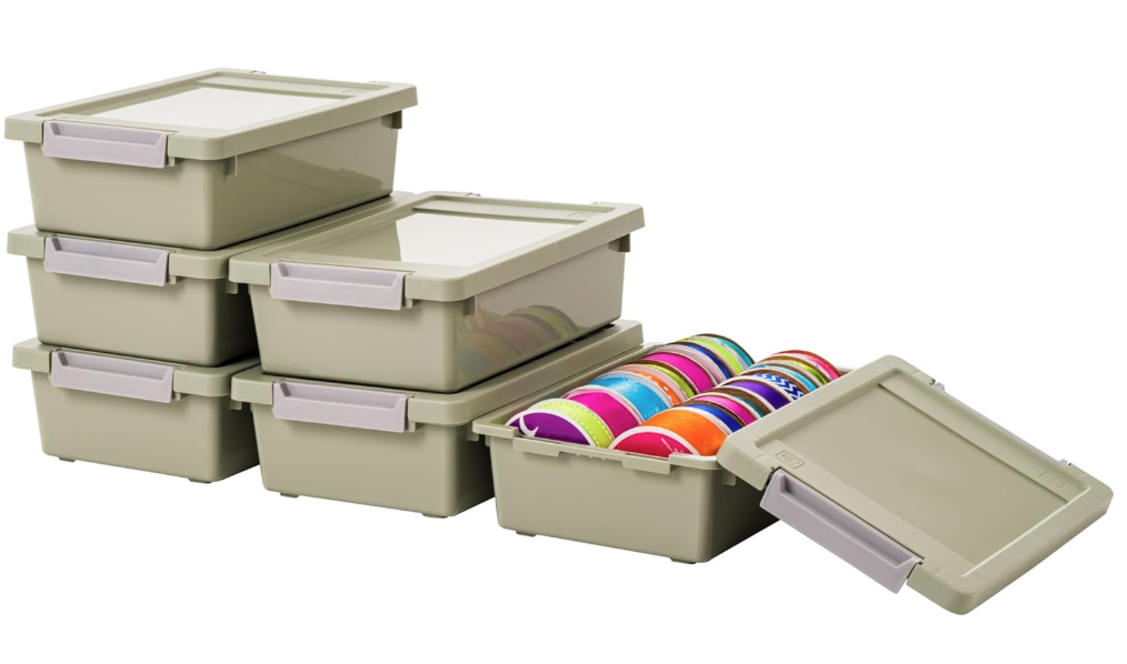 Craft Storage Bins with Lids, 6-Pack - Sage Green