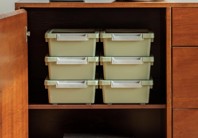 Craft Storage Bins with Lids, 6-Pack - Sage Green