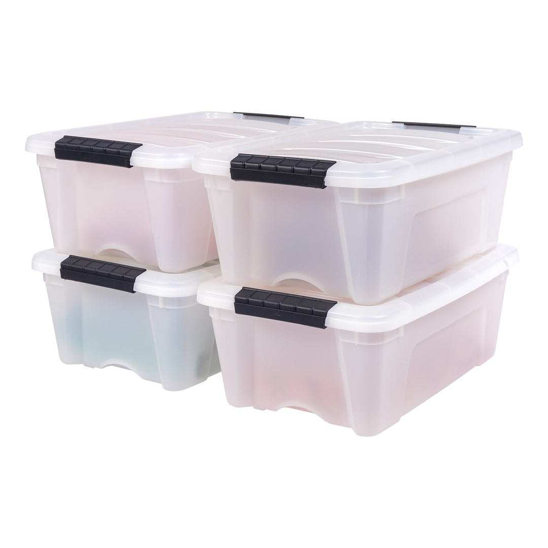 Stack & Pull™ Storage Box - 12 QT, 4 Pack, Pearl - IRIS USA, Inc.