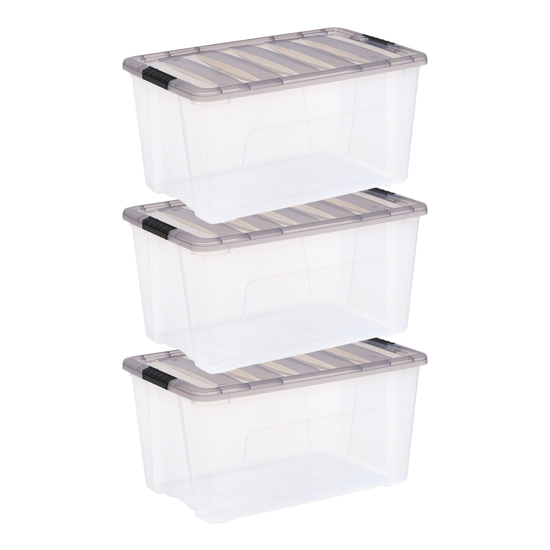 Stack & Pull® Clear storage Box 3 Pack - 18 gal. (72 qt.) - IRIS USA