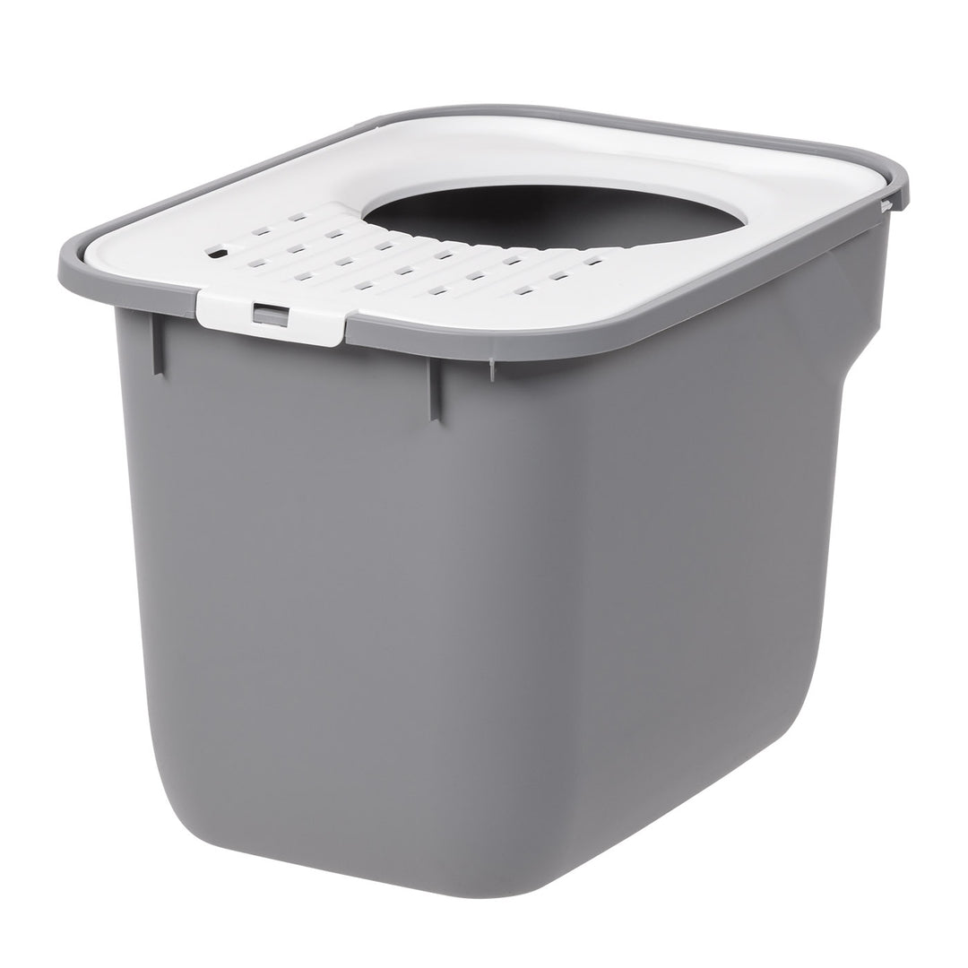 Top Entry Cat Litter Box w/o Scoop Large, White/Gray - IRIS USA, Inc.