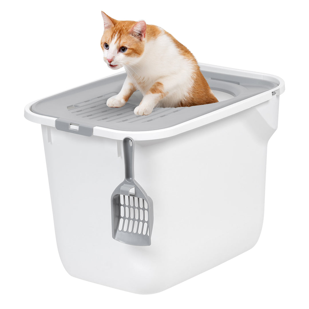 Litter Genie Cat Litter Box, Large Cat Box Enclosure, Top Entry with Litter Catching Lid - IRIS USA
