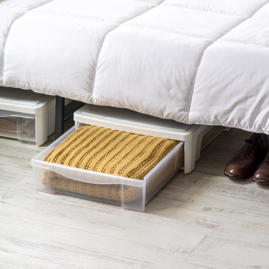 Underbed Storage Stackable Sliding Drawer 22 Qt 2 Pack – IRIS USA Underbed Storage Stackable Sliding Drawer 22 Qt 2 Pack – IRIS USA