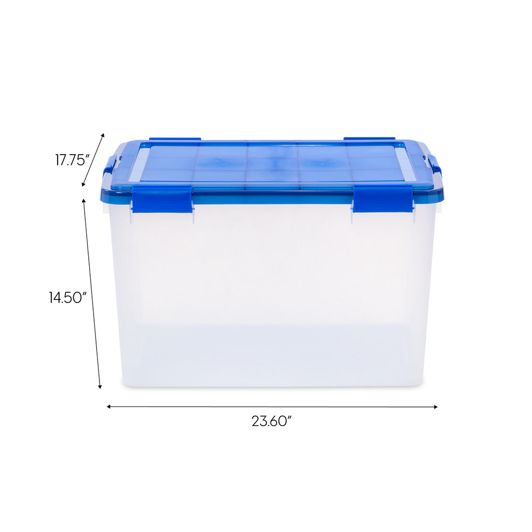 74 Qt. Weatherpro Airtight Plastic Bin Sealed Lid Secure Latching Buckles Clear Single Pk - IRIS USA, Inc.