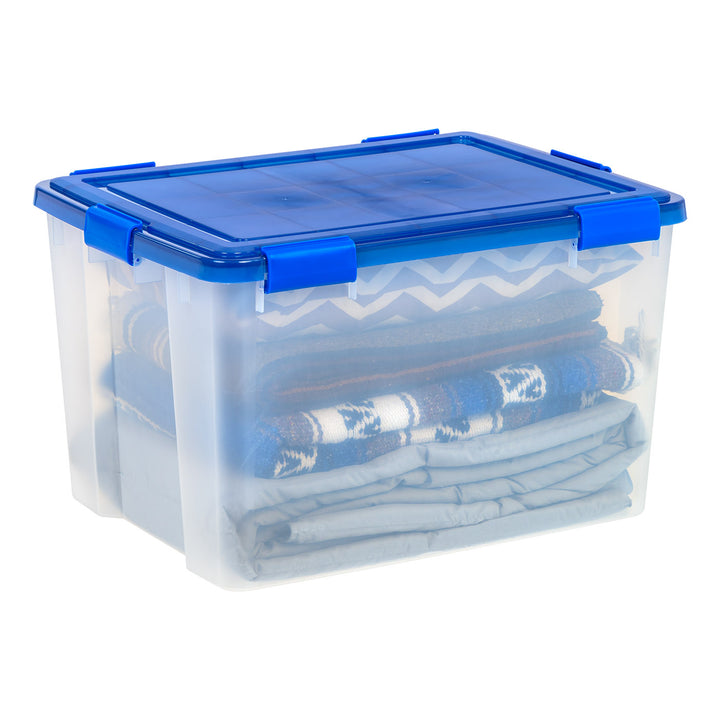 74 Qt. Weatherpro Airtight Plastic Bin Sealed Lid Secure Latching Buckles Clear Single Pk - IRIS USA, Inc.